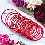 Pearlfiesta Metal Bangles - With Velvet Work, Red, Size 6.09 cm 24 pcs