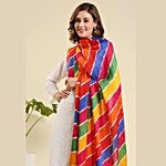 Pearlfiesta Women's Silk Jaipuri Bandhani Bandhej Dupatta - Multicolour, 2.25 m 1 pc