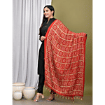 Pearlfiesta Women's Silk Jaipuri Bandhani Bandhej Dupatta - Red, 2.25 m 1 pc