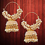 Youbella Gold-Plated Enamelled Handcrafted Dome Shaped Jhumki Earrings 1 Pair