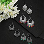 Youbella Gold-Plated Oxidized Silver Stylish Afghani Kashmiri Chand Bali Earrings 4 Pairs