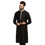 Kisah Black Cotton Regular Fit Kurta 1 Set (Size - 40)