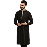 Kisah Black Cotton Regular Fit Kurta 1 Set (Size - 44)