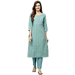 Stylum Green Embroidered Kurta Pant With Dupatta 1 Set (Size - M)