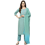 Stylum Green Embroidered Kurta Pant With Dupatta 1 Set (Size - 2XL)