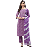 Stylum Purple Bandhani Print Kurta Pant With Dupatta 1 Set (Size - S)