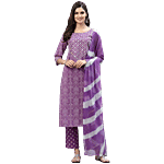 Stylum Purple Bandhani Print Kurta Pant With Dupatta 1 Set (Size - XL)