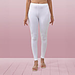 Lyra Women's Solid Ankle Length Legging - White 1 pc (Free Size)