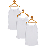 Kiddopanti Kids White Solid Tank Top 3 pcs (8-10 Years)