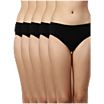 Enamor Jet Black Cotton Hipster Panty 5 pcs (Size - 2XL)