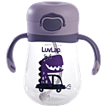 LuvLap Baby Bite Resistant Soft Silicone Weighted Straw Sipper Cup - With Handle, 6 M+, Purple 300 ml