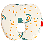 LuvLap Premium Newborn Baby Head Shaping Pillow With Memory Foam - Apple Shape, Rainbow Print Teal, 0 M+ 1 pc