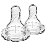 Dr Brown's Level 1 Silicone Narrow Nipple Teat - Transparent, 0 Months+ 2 pcs