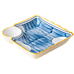 Nestasia Ceramic Chip & Dip Snack Plate - White & Blue 1 pc