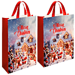 Creative Space Merry Christmas Santa & Snowman Paper Gift Carry Bag 2 pcs