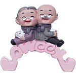 eCraftIndia Cute Old Couple Statue Sitting On Sweet Stand - Decorative Showpiece 1 pc