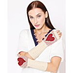 Bharatasya Fine Knitted Long Mittens/Gloves - For Women 1 Pair (Free Size)