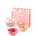 Nestasia Pastel Gloss Finish Ceramic Bowls - Assorted Colours 400 ml (Set of 4)