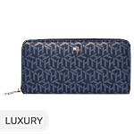 Tommy Hilfiger Navy Aliciya Logo Leather Zip Around Wallet 1 pc