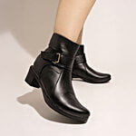 Shoetopia Women's Black Casual Booties 1 Pair (UK/IND-4)