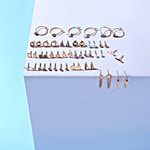 ToniQ Golden Stud & Drop Earrings Jewellery Set of 25 (Free Size)