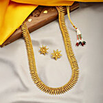 Peora Gold-Plated Maharani Haar Necklace With Earrings Festive Bridal Wear Jewellery 1 Set (Free Size)