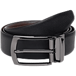 Teakwood Leathers Black & Brown Textured Reversible Leather Formal Belt For Men 1 pc (Size - 110 cm)