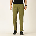 Thomas Scott Olive Regular Fit Pleated Trouser 1 pc (Size - 32)