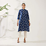 Daali Navy Printed Straight Kurta 1 pc (Size - L)