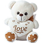Dimpy Stuff Off White Teddy Bear Holding Love You Heart 1 pc