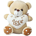 Dimpy Stuff Beige Teddy Bear Holding White Love You Heart 1 pc
