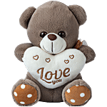 Dimpy Stuff Brown Teddy Bear Holding White Love You Heart 1 pc
