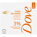 Dove Glow Recharge Beauty Bar - 3% Brightening Serum With Vitamin C 125 g (Pack of 3)