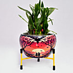 Prime-Metal Flower Planter & Tripod Stand Combo - Sunset Graffiti 1 pc