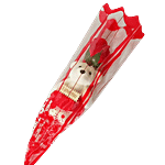 Pearlfiesta Valentine's Day Artificial Rose With Teddy Bear Gift - Red 1 pc