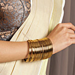 ToniQ Antique Gold-Plated Metal Classic Bangles 18 pcs