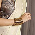 ToniQ Antique Gold-Plated Metal Classic Bangles For Women 18 pcs