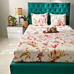 Urban Space Pink & Peach Cotton 200 TC Double Bedsheet With 2 Pillow Covers 1 Set