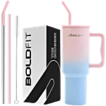 Boldfit Stainless Steel Double Insulated Sipper Tumbler/Bottle - With Lid & Straw, Candy 1.2 L
