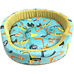 Dog-O-Bow Teal "Animal" Print Round Bed 1 pc (Size - S)