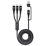 Portronics Konnect J9 3-in-1 Cable With Changeable USB Head - 3.0A Fast Charging, 1.5 m Length, Black 1 pc