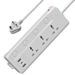 Portronics Power Plate 18 Extension Board With 3 Universal Power Sockets - 1500W, 3 m Heavy-Duty Cord, White 1 pc