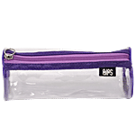 QIPS Cylindrical Shaped Zip Closure Transparent Pencil Bag - Purple 1 pc