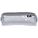 QIPS Rectangle Shaped Zip Closure Transparent Pencil Bag - Dark Grey 1 pc