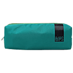 QIPS Rectangle Shaped Polyester Zip Closure Solid Pencil Bag - Green 1 pc