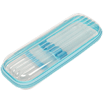 QIPS Transparent Zip Closure Plastic Pencil Box - Blue 1 pc
