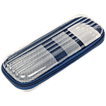 QIPS Transparent Zip Closure Plastic Pencil Box - Navy Blue 1 pc