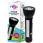 Nippo Nova Rechargeable 1W LED Torch With 1W Side Light - C Type Micro USB, Black 1 pc
