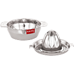 Hazel Stainless Steel Manual Citrus Juicer - Hand Press Squeezer With Round Bowl 1 pc