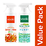 Vooki Household Hard Stains Spray + Wipe & Tough Lime Scale Spray + Scrub 2 pcs (500 ml each)